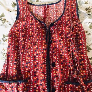 Vintage 70s Cotton Frock - house dress - Italy - Sz 6